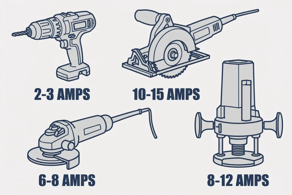 how many amps does a typical power tool use